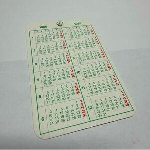 ROLEX Calendar 1985 year